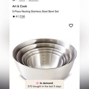 Stainless Steel Art & Cook Mixing Bowl Set